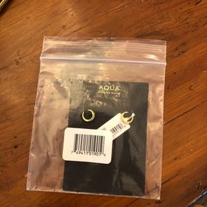 Aqua Huggie Hoop Earrings Sterling Silver NWT